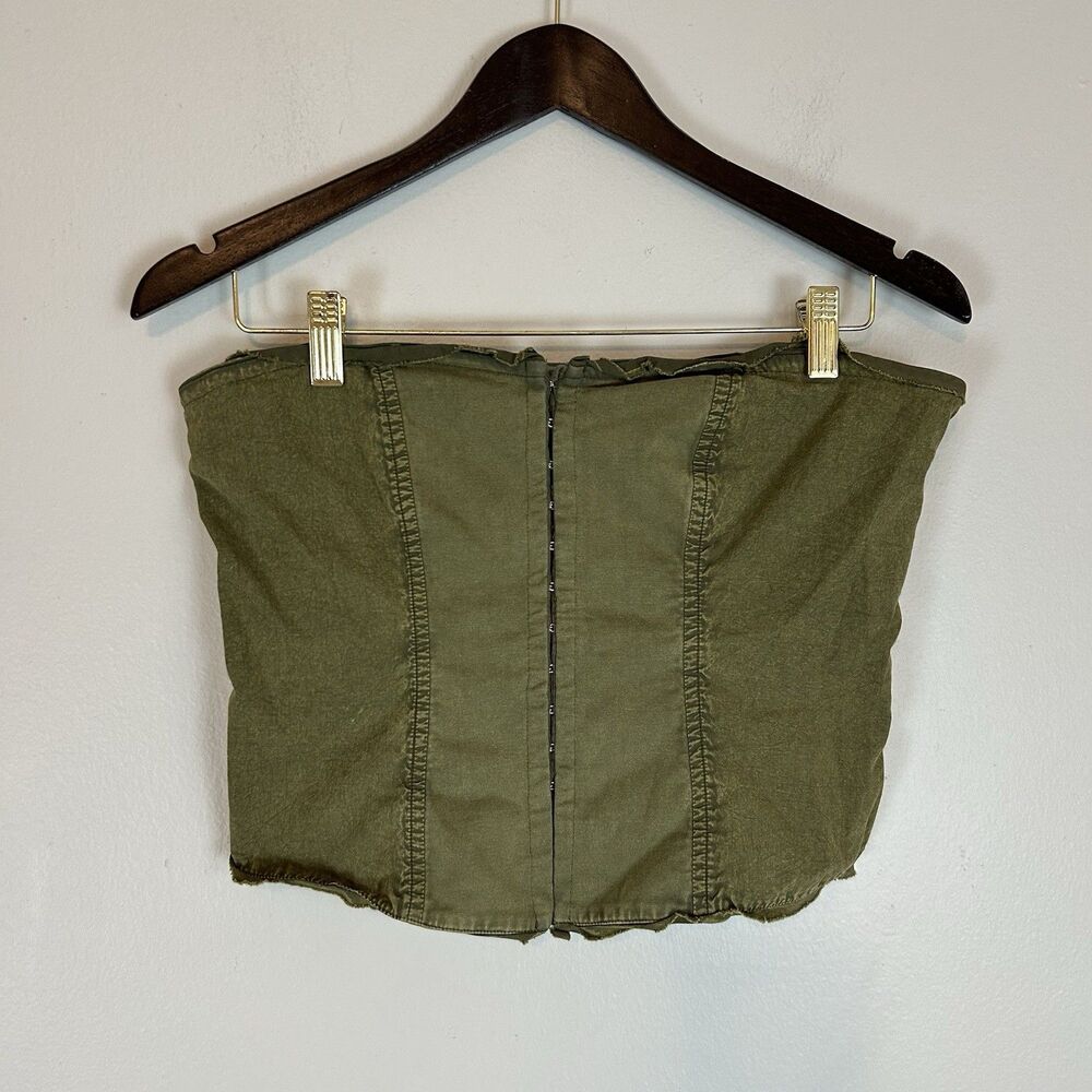 Free People M Just A Minute Green Tube Top Strapless Hook Eye Corset Festival - Picture 3 of 7